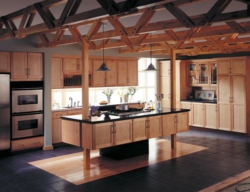 Modern farmhouse kitchen with wood cabinetry